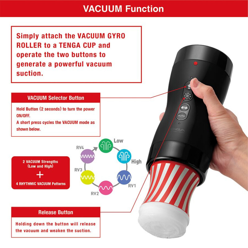 Автоматический мастурбатор Tenga VACUUM GYRO ROLLER, ротация и вакуум, совместимый с Tenga Cup Автоматический мастурбатор Tenga VACUUM GYRO ROLLER, ротация и вакуум, совместимый с Tenga Cup