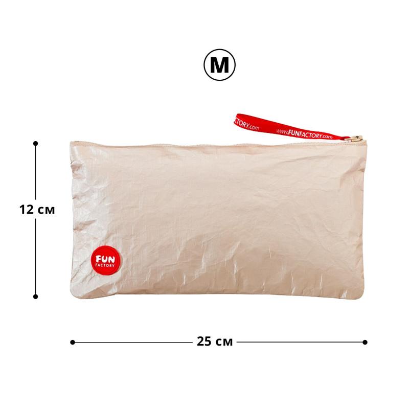 Сумка для секс-игрушек Fun Factory TOYBAG M, золотистая, на молнии, 25x12 см Сумка для секс-игрушек Fun Factory TOYBAG M, золотистая, на молнии, 25x12 см