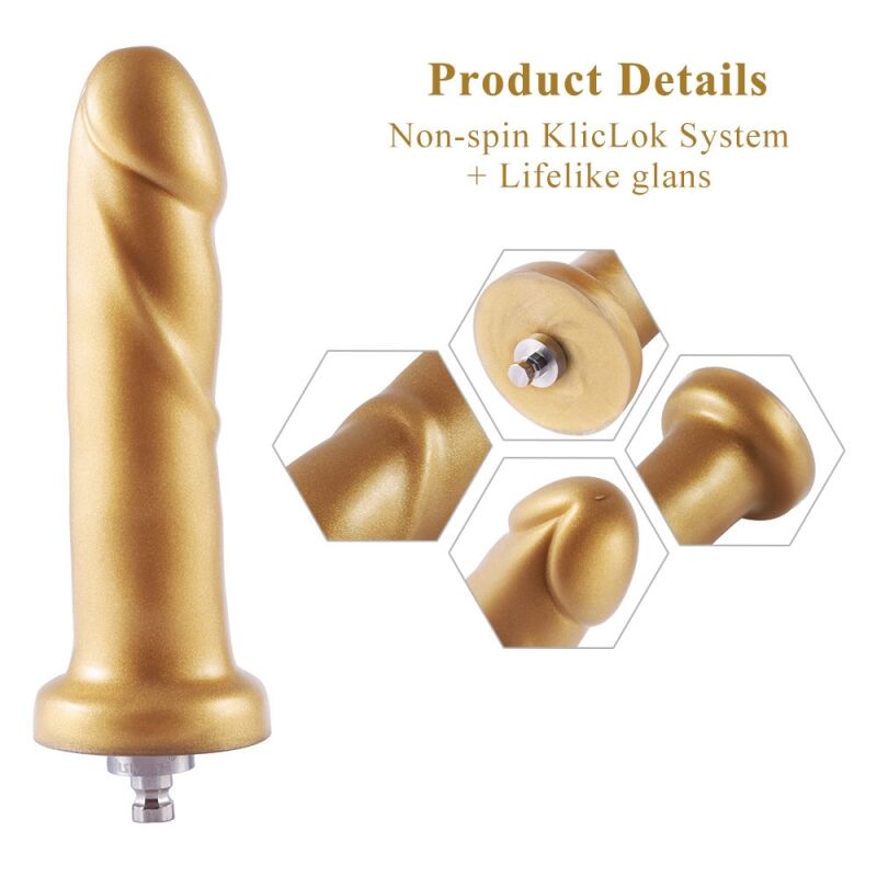 Золотой фаллоимитатор Hismith 6.8″ Golden Silicone Dildo, система KlicLok Золотой фаллоимитатор Hismith 6.8″ Golden Silicone Dildo, система KlicLok