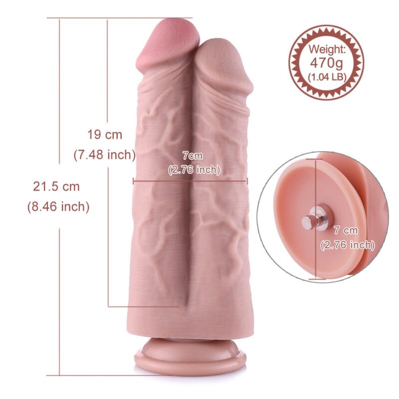 Подвійний дилдо для секс-машин Hismith 8.5″ Two Cocks One Hole Silicone Dildo Подвійний дилдо для секс-машин Hismith 8.5″ Two Cocks One Hole Silicone Dildo