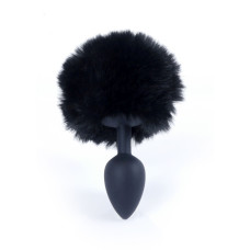 Анальна пробка B - Series HeavyFun Bunny Tail Silicone Black Plug Black