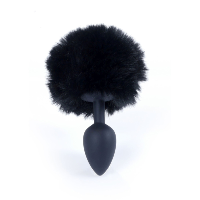 Анальна пробка B - Series HeavyFun Bunny Tail Silicone Black Plug Black