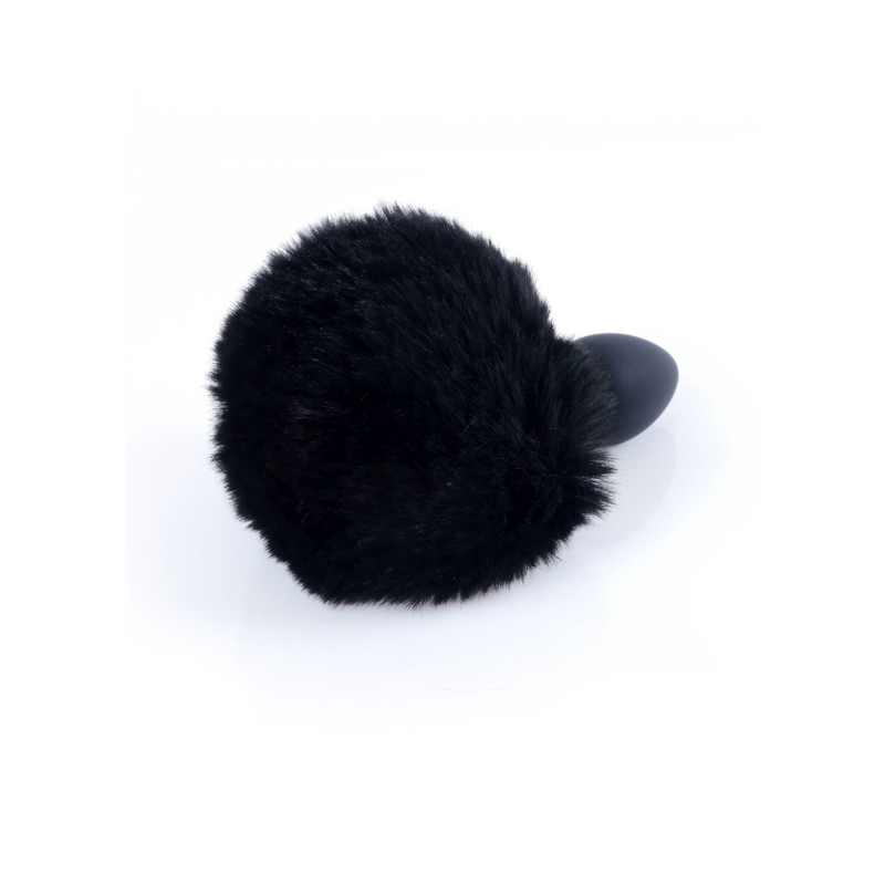 Анальна пробка B - Series HeavyFun Bunny Tail Silicone Black Plug Black