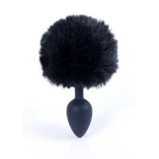Анальна пробка B - Series HeavyFun Bunny Tail Silicone Black Plug Black
