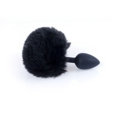 Анальна пробка B - Series HeavyFun Bunny Tail Silicone Black Plug Black