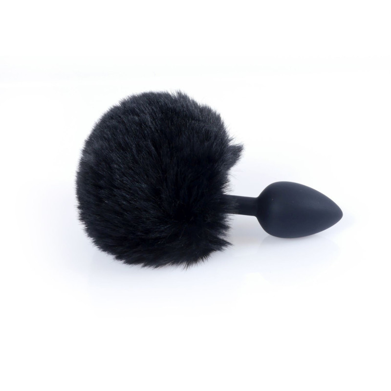 Анальна пробка B - Series HeavyFun Bunny Tail Silicone Black Plug Black
