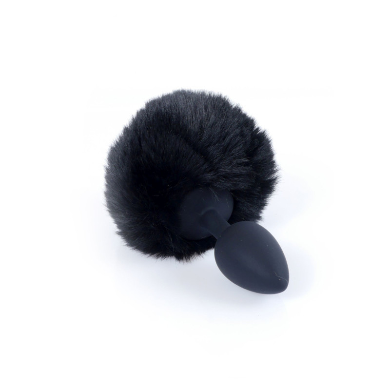 Анальна пробка B - Series HeavyFun Bunny Tail Silicone Black Plug Black
