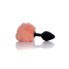 Анальна пробка B - Series HeavyFun Bunny Tail Silicone Black Plug Peach