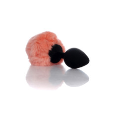 Анальна пробка B - Series HeavyFun Bunny Tail Silicone Black Plug Peach