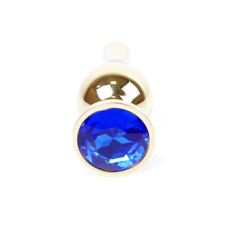 Анальна пробка B - Series HeavyFun Long Jewellery Gold Plug, діаметр 3 см, довжина 9,5 см, Dark Blue