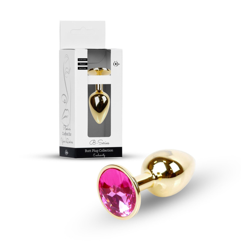 Анальная пробка B - Series HeavyFun Classic Jewellery Gold Plug, диаметр 2,7 см, длина 7 см, Fuchsia
