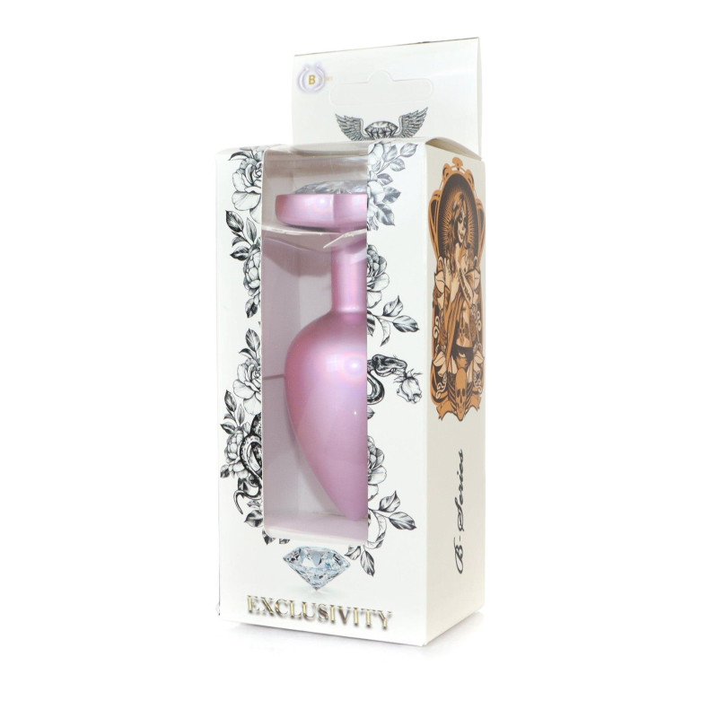 Анальна пробка B - Series HeavyFun Pearl Heart Jewellery Pink Plug Clear L
