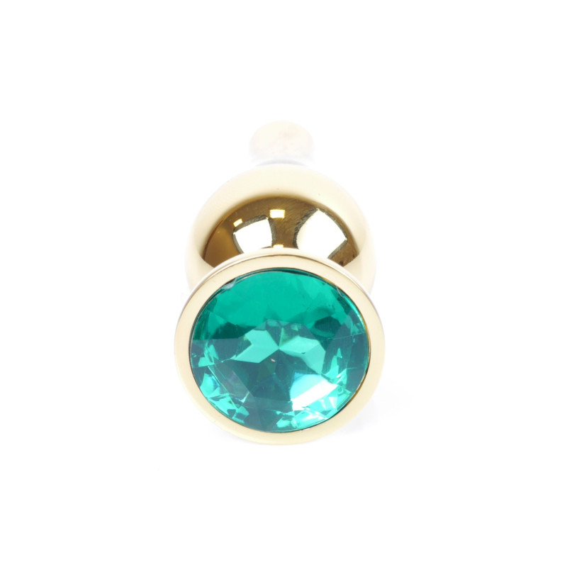 Анальная пробка B - Series HeavyFun Long Jewellery Gold Plug, диаметр 3 см, длина 9,5 см, Green