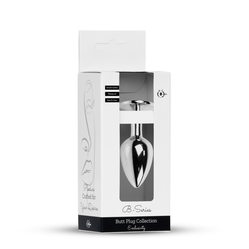 Анальная пробка B – Series HeavyFun Classic Jewellery Silver Plug, диаметр 2,7 см, длина 7 см, Clear