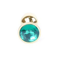 Анальна пробка B - Series HeavyFun Classic Jewellery Gold Plug, діаметр 2,7 см, довжина 7 см, Green
