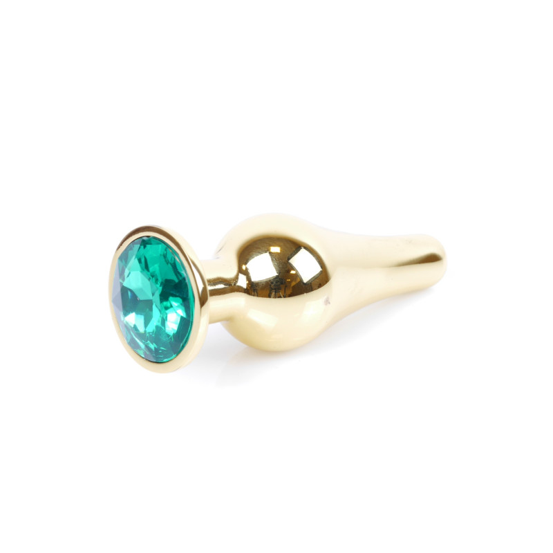Анальная пробка B - Series HeavyFun Long Jewellery Gold Plug, диаметр 3 см, длина 9,5 см, Green