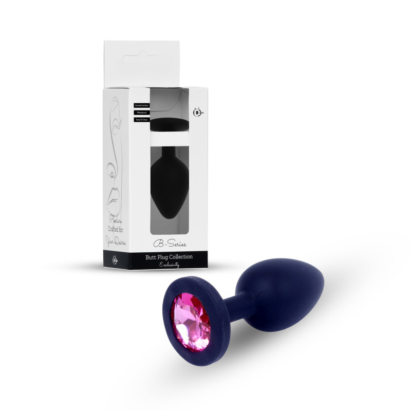 Анальна пробка B - Series HeavyFun Classic Jewellery Silicone Black Plug, діаметр 2,7 см, довжина 7 см, Pink