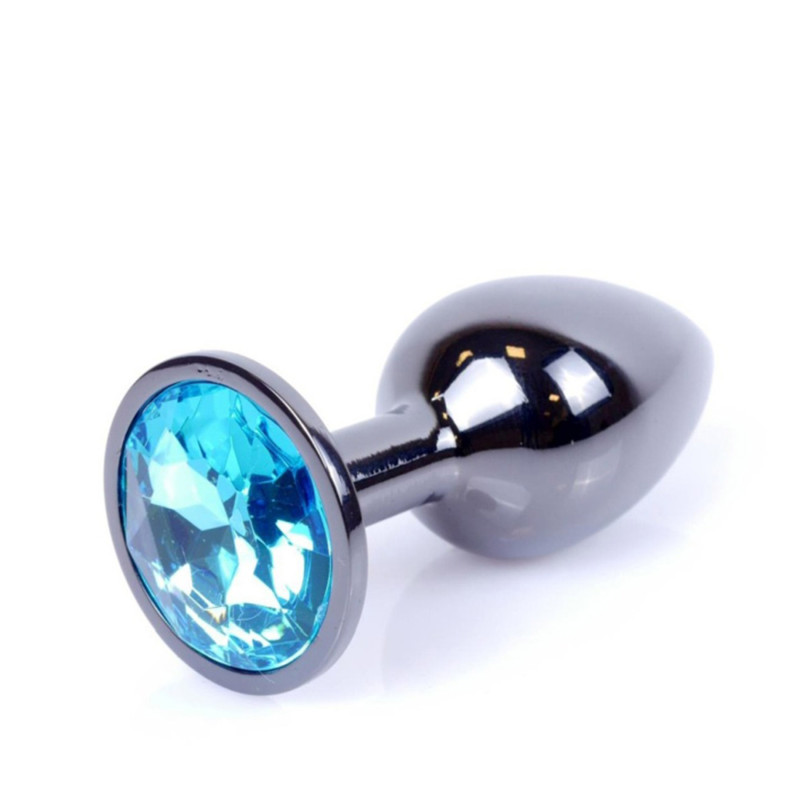 Анальна пробка B - Series HeavyFun Classic Jewellery Dark Silver Plug, діаметр 2,7 см, довжина 7 см, Blue