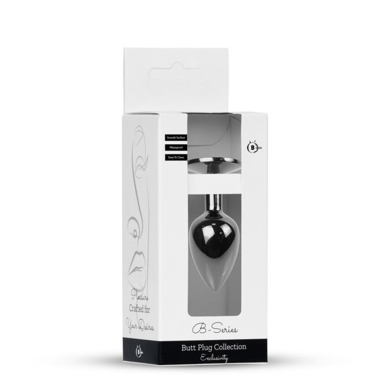 Анальна пробка B - Series HeavyFun Classic Jewellery Dark Silver Plug, діаметр 2,7 см, довжина 7 см, Blue