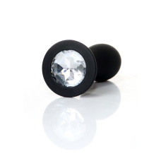 Анальная пробка B - Series HeavyFun Bullet Jewellery Silicone Black Plug, диаметр 2,8 см, длина 9,2 см, Clear