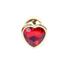 Анальна пробка B - Series HeavyFun Heart Jewellery Gold Plug, діаметр 2,7 см, довжина 7 см, Red