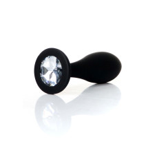 Анальная пробка B - Series HeavyFun Bullet Jewellery Silicone Black Plug, диаметр 2,8 см, длина 9,2 см, Clear