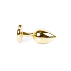 Анальна пробка B - Series HeavyFun Heart Jewellery Gold Plug, діаметр 2,7 см, довжина 7 см, Red