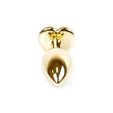 Анальна пробка B - Series HeavyFun Heart Jewellery Gold Plug, діаметр 2,7 см, довжина 7 см, Red