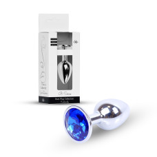 Анальна пробка B - Series HeavyFun Classic Jewellery Silver Plug, діаметр 2,7 см, довжина 7 см, Dark Blue
