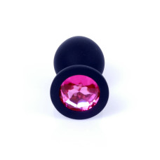 Анальная пробка B - Series HeavyFun Classic Jewellery Silicone Black Plug, диаметр 3,5 см, длина 8 см, Pink