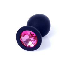Анальная пробка B - Series HeavyFun Classic Jewellery Silicone Black Plug, диаметр 3,5 см, длина 8 см, Pink