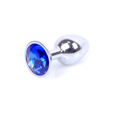 Анальна пробка B - Series HeavyFun Classic Jewellery Silver Plug, діаметр 2,7 см, довжина 7 см, Dark Blue