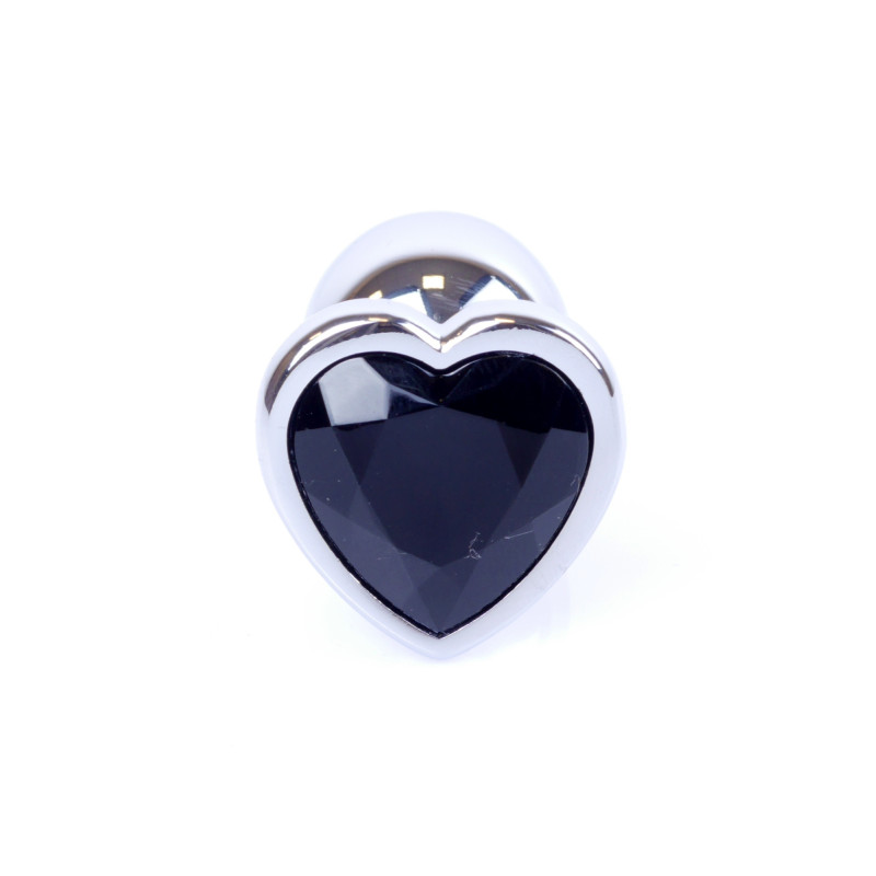 Анальная пробка B – Series HeavyFun Heart Jewellery Silver Plug, диаметр 2,7 см, длина 7 см, Black