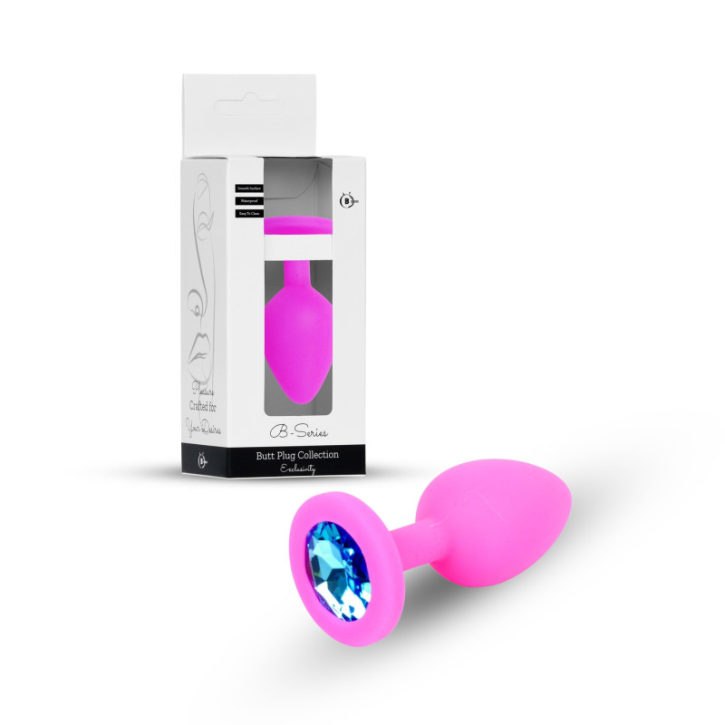 Анальна пробка B - Series HeavyFun Classic Jewellery Silicone Pink Plug, діаметр 2,7 см, довжина 7 см, Blue