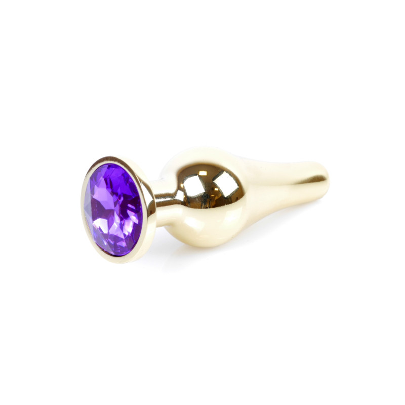 Анальная пробка B - Series HeavyFun Long Jewellery Gold Plug, диаметр 3 см, длина 9,5 см, Purple