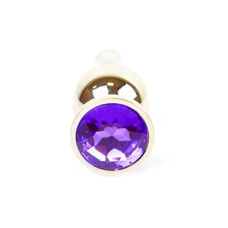 Анальная пробка B - Series HeavyFun Long Jewellery Gold Plug, диаметр 3 см, длина 9,5 см, Purple