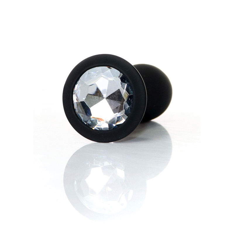 Анальная пробка B - Series HeavyFun Bullet Jewellery Silicone Black Plug, диаметр 3,2 см, длина 10,5 см, Clear