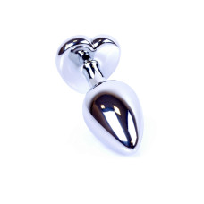 Анальна пробка B - Series HeavyFun Heart Jewellery Silver Plug, діаметр 2,7 см, довжина 7 см, Blue