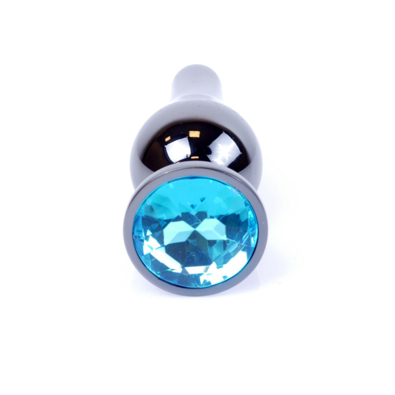 Анальна пробка B - Series HeavyFun Long Jewellery Dark Silver Plug, діаметр 3 см, довжина 9,5 см, Blue