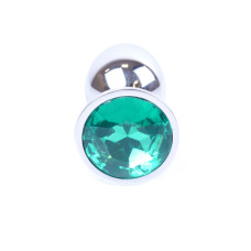 Анальна пробка B - Series HeavyFun Classic Jewellery Silver Plug, діаметр 2,7 см, довжина 7 см, Green