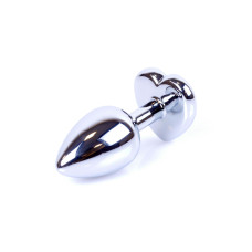 Анальна пробка B - Series HeavyFun Heart Jewellery Silver Plug, діаметр 2,7 см, довжина 7 см, Blue