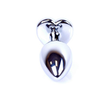 Анальна пробка B - Series HeavyFun Heart Jewellery Silver Plug, діаметр 2,7 см, довжина 7 см, Blue
