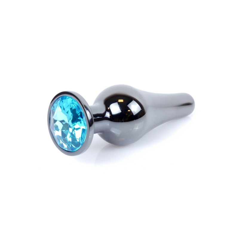Анальна пробка B - Series HeavyFun Long Jewellery Dark Silver Plug, діаметр 3 см, довжина 9,5 см, Blue