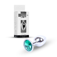 Анальна пробка B - Series HeavyFun Classic Jewellery Silver Plug, діаметр 2,7 см, довжина 7 см, Green