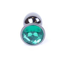 Анальная пробка B – Series HeavyFun Classic Jewellery Dark Silver Plug, диаметр 2,7 см, длина 7 см, Green