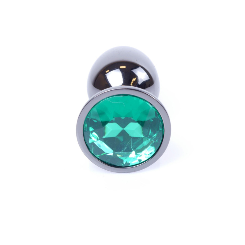 Анальная пробка B – Series HeavyFun Classic Jewellery Dark Silver Plug, диаметр 2,7 см, длина 7 см, Green