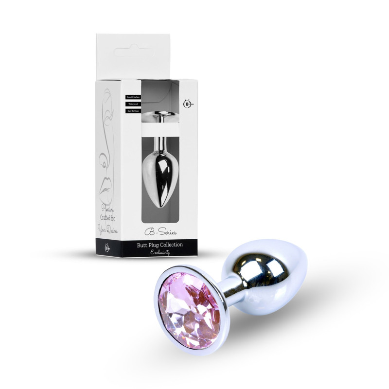 Анальна пробка B - Series HeavyFun Classic Jewellery Silver Plug, діаметр 2,7 см, довжина 7 см, Pink