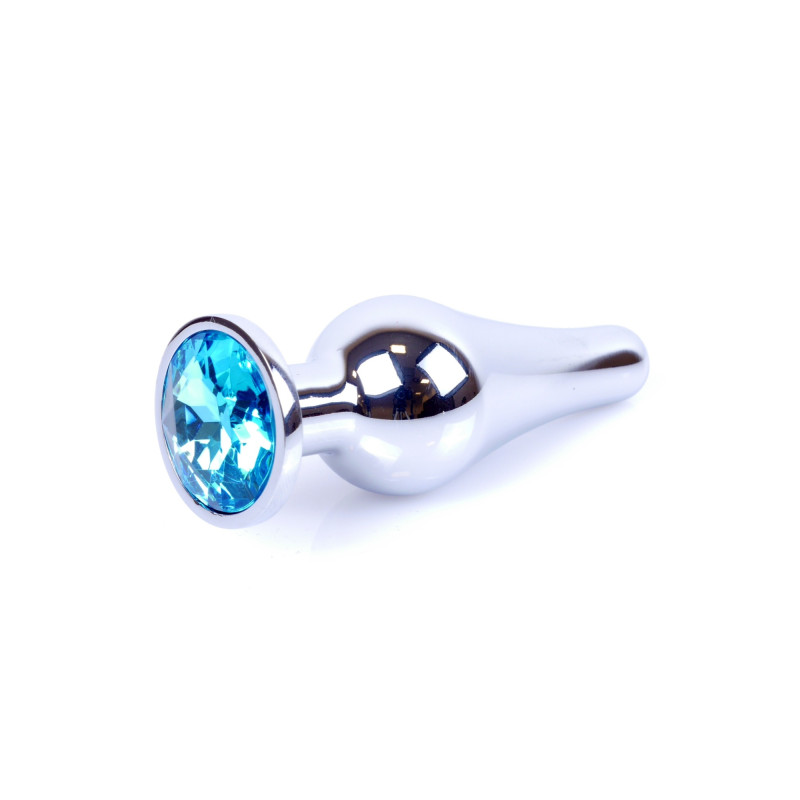Анальна пробка B - Series HeavyFun Long Jewellery Silver Plug, діаметр 3 см, довжина 9,5 см, Blue