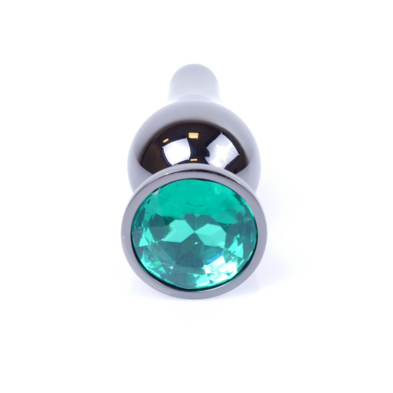 Анальная пробка B - Series HeavyFun Long Jewellery Dark Silver Plug, диаметр 3 см, длина 9,5 см, Green