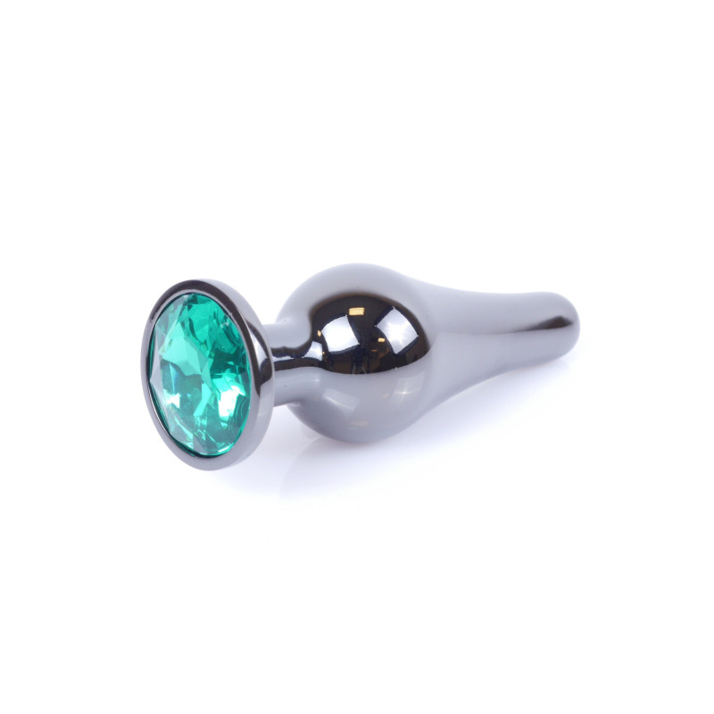 Анальная пробка B - Series HeavyFun Long Jewellery Dark Silver Plug, диаметр 3 см, длина 9,5 см, Green
